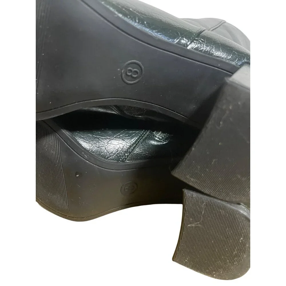 A New Day Womens Green Faux Leather Block Heel Ankle Boots Size 8 - Picture 9 of 9